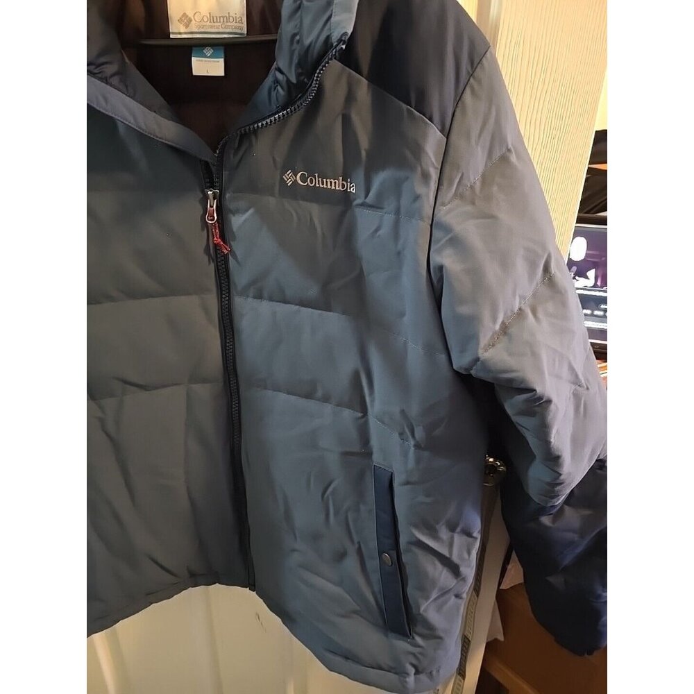 Mens Columbia Navy 550 Puffer Jacket.  Large. Blue. Duck Feather Blend. EUC! - Picture 3 of 13